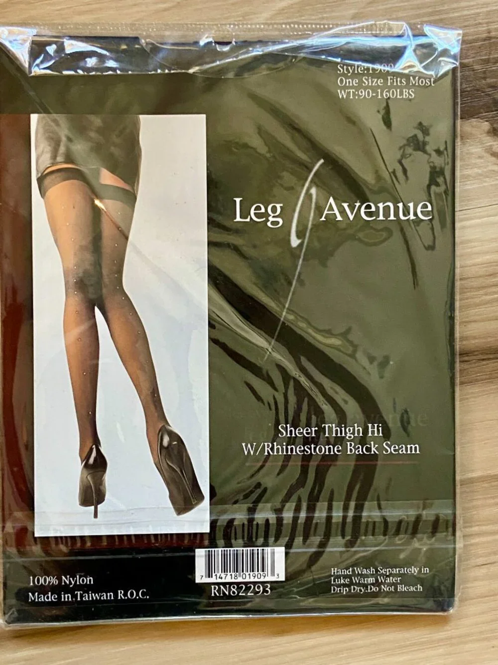 Vintage 90s Leg Avenue Set Of 2 Thigh High Stockings Rhinestone Seam Bow Y2K OS